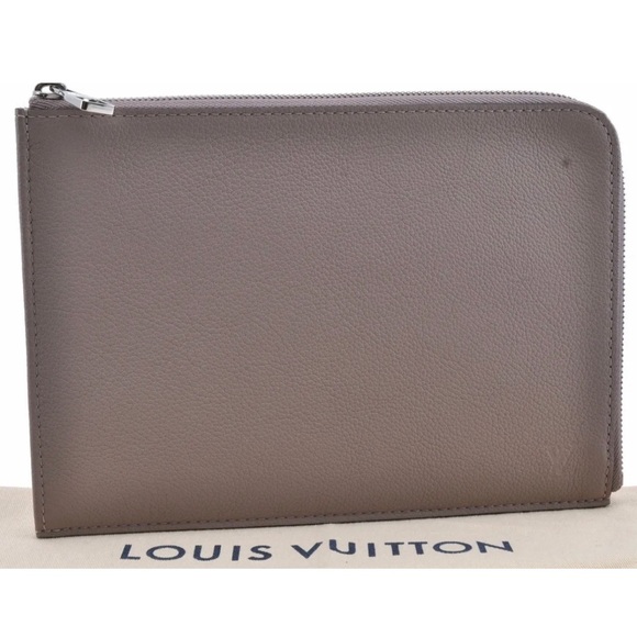 SOLD Authentic Louis Vuitton Taurillon Pochette Jules Clutch Bag Gray/Taupe - Picture 2 of 11
